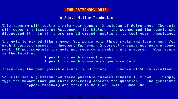 The Astronomy Quiz