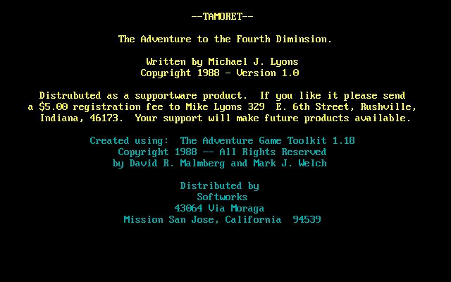 Tamoret: The Adventure to the Fourth Dimension Tamoret: The Adventure to the Fourth Dimension
