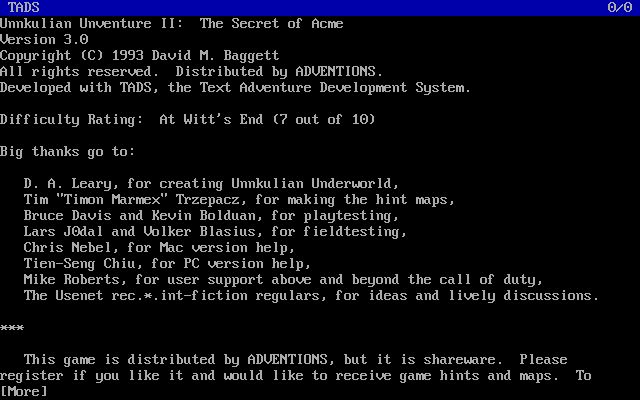 Unnkulian Unventure II: The Secret of Acme