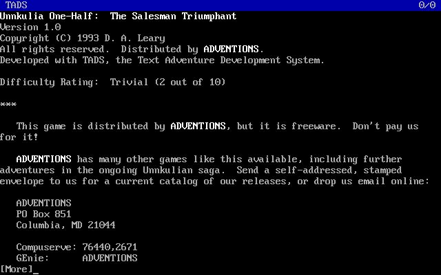 Unnkulia One-Half: The Salesman Triumphant Unnkulia One-Half: The Salesman Triumphant