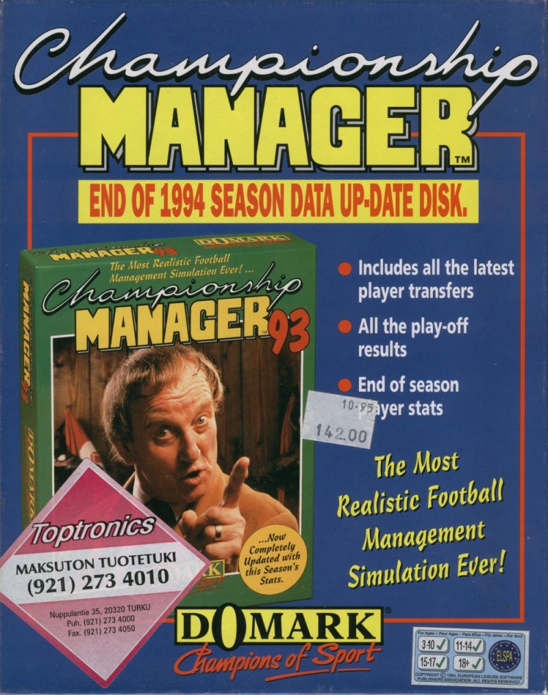 Championship Manager: End of 1994 Season Data Up-date Disk