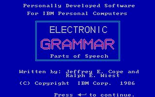 Electronic Grammar: Parts of Speech