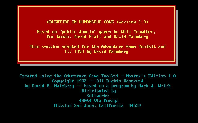 Adventure in Humongous Cave Adventure in Humongous Cave