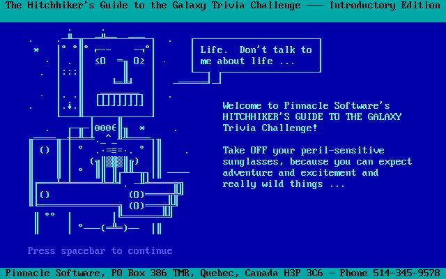 The Hitchhiker's Guide to the Galaxy Trivia Challenge The Hitchhiker's Guide to the Galaxy Trivia Challenge