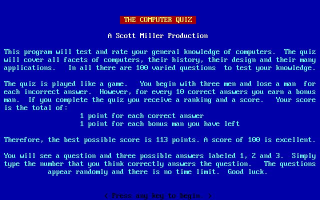 The Computer Quiz The Computer Quiz