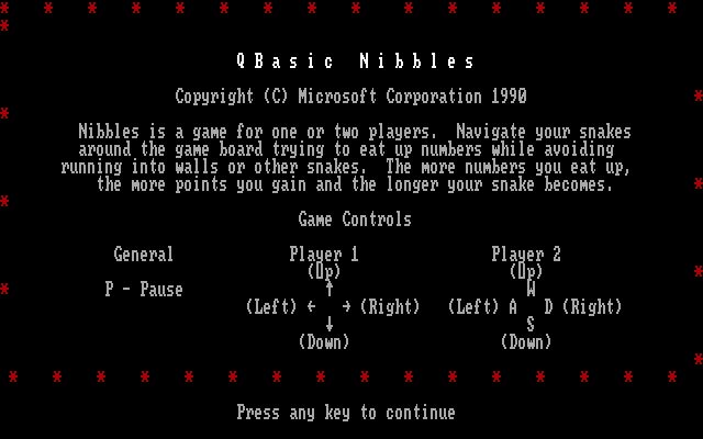 QBasic Nibbles