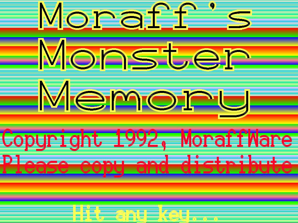 Moraff's Monster Memory Moraff's Monster Memory