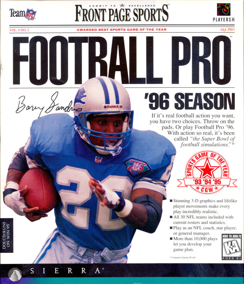 Front Page Sports: Football Pro '96 Season Front Page Sports: Football Pro '96 Season
