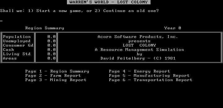 Warren's World: Lost Colony Warren's World: Lost Colony