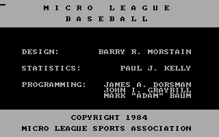 MicroLeague Baseball MicroLeague Baseball