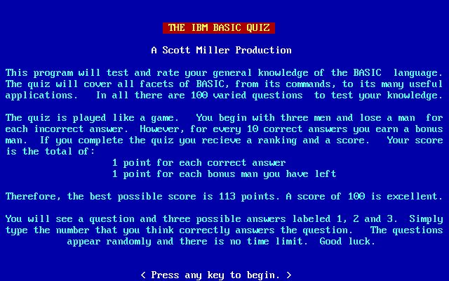 The IBM BASIC Quiz