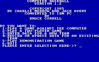 Computer Baseball Computer Baseball